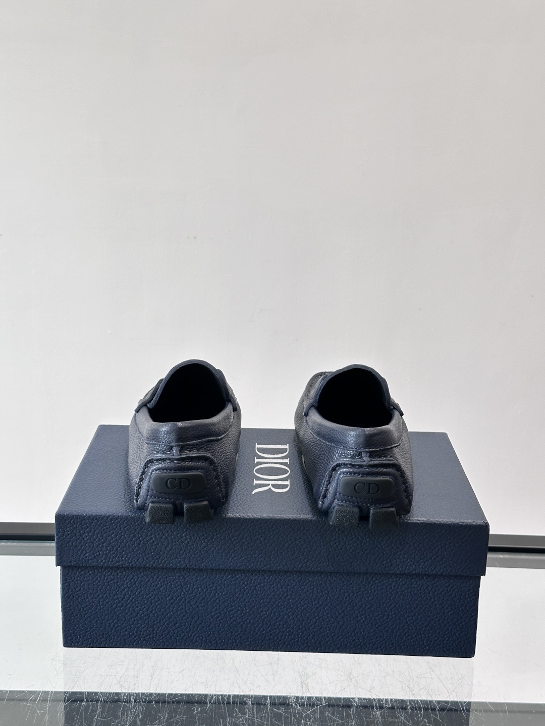 Christian Dior Navy Pebbled Leather Loafers