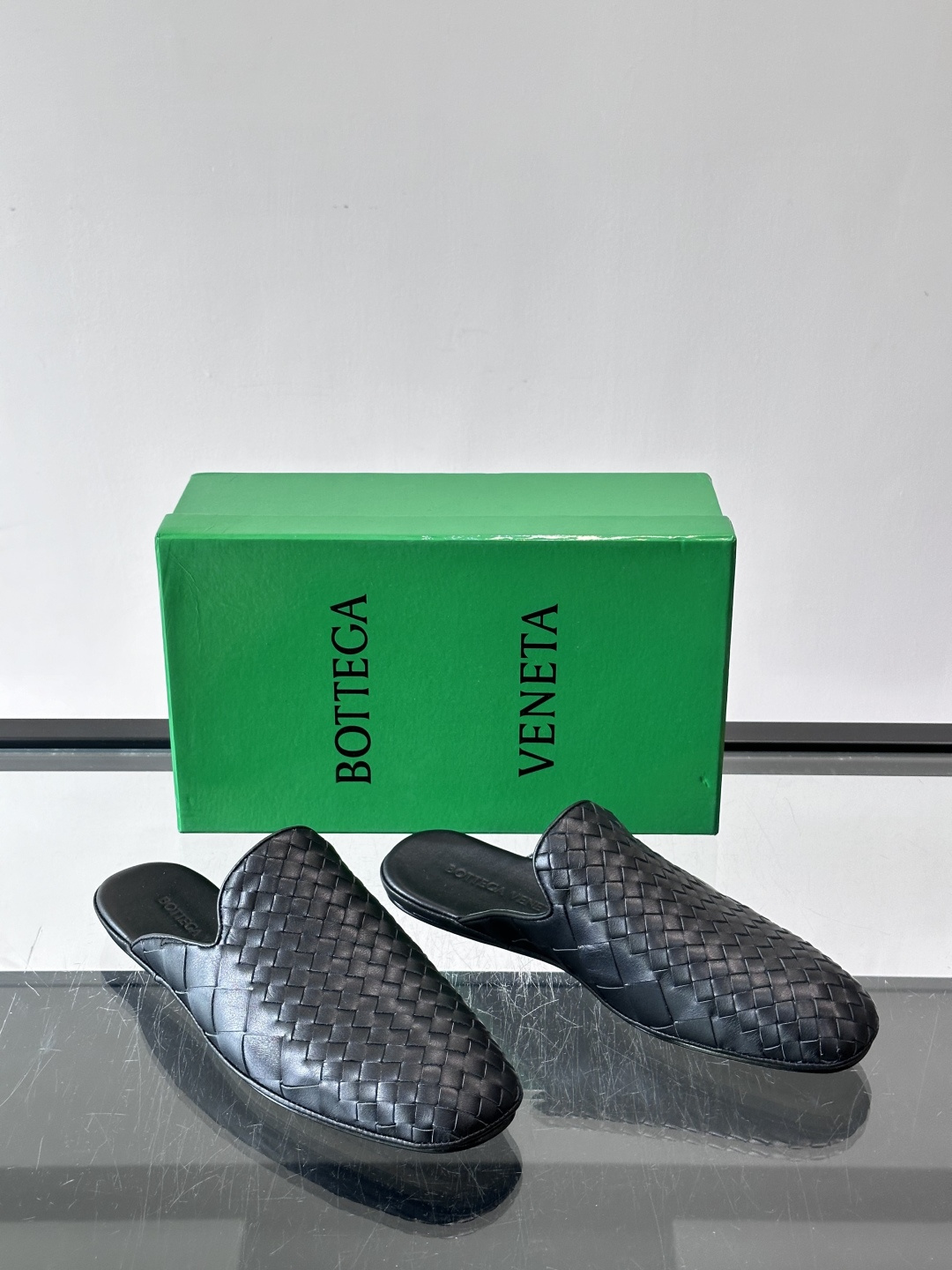 Bottega Veneta Black Woven Mules