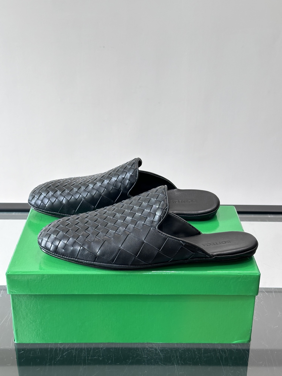 Bottega Veneta Black Woven Mules