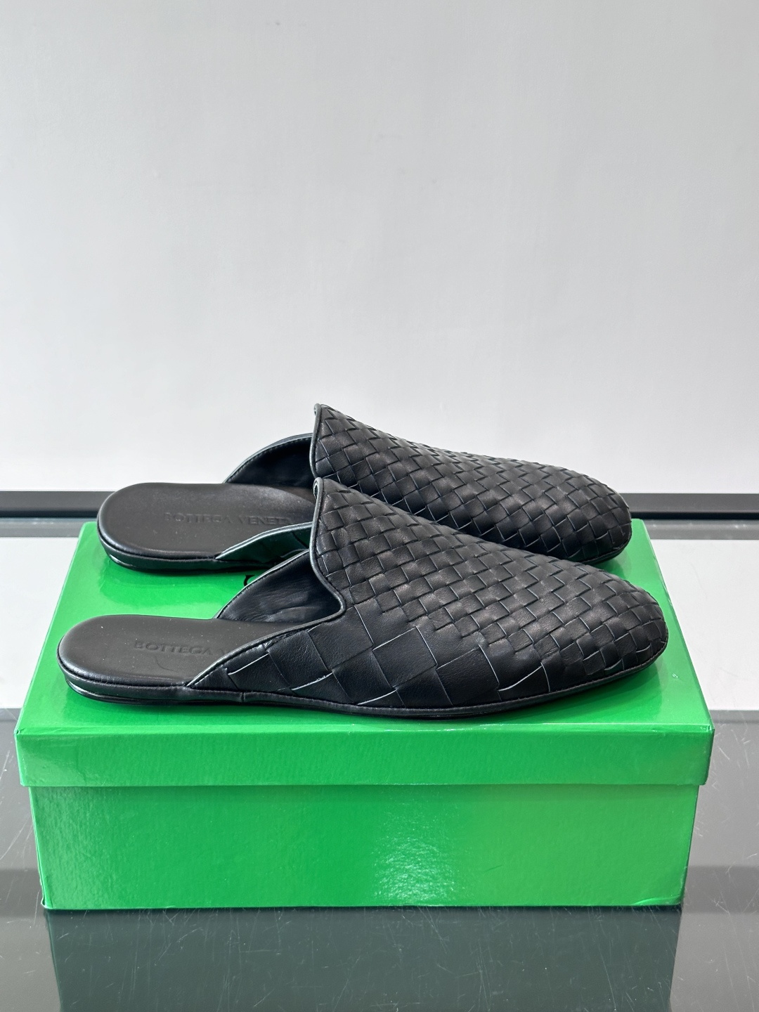 Bottega Veneta Black Woven Mules