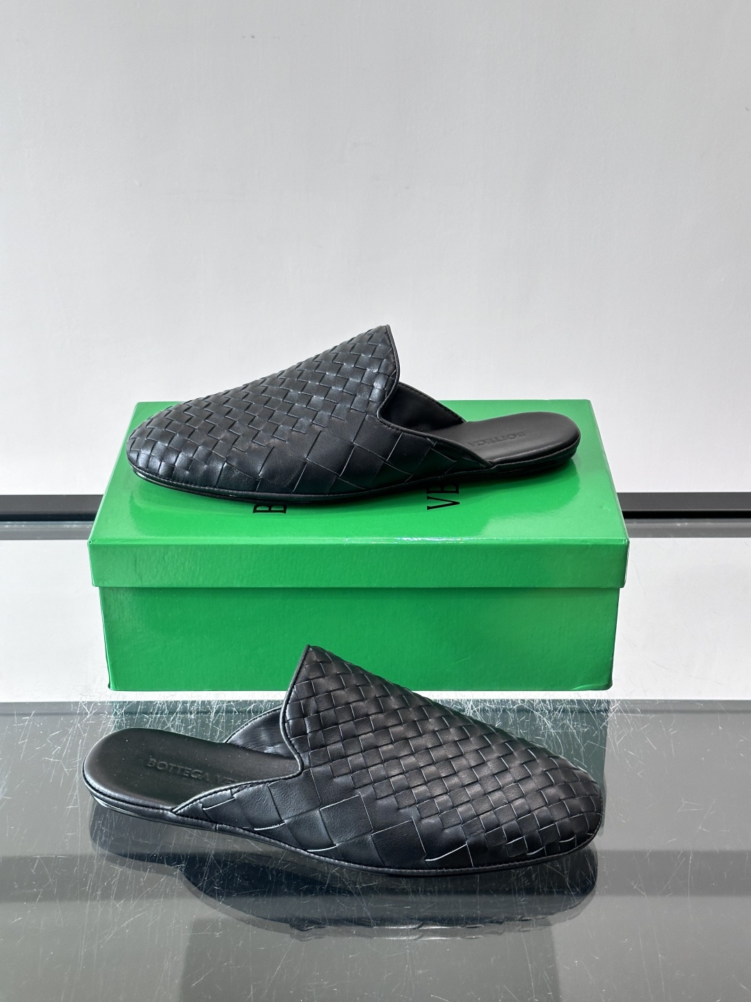 Bottega Veneta Black Woven Mules
