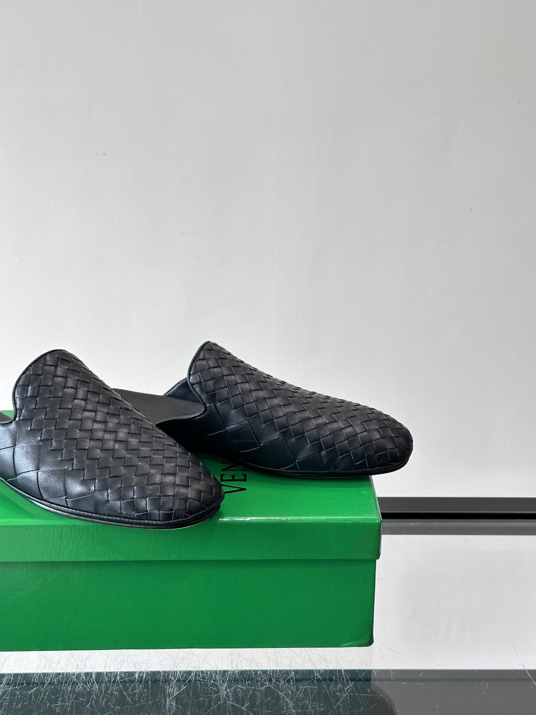 Bottega Veneta Black Woven Mules
