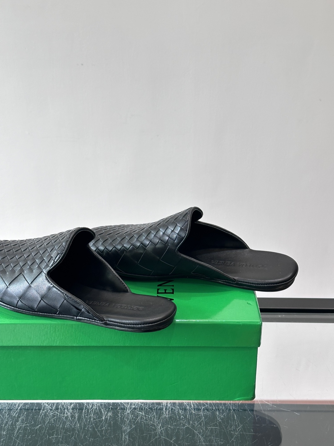 Bottega Veneta Black Woven Mules