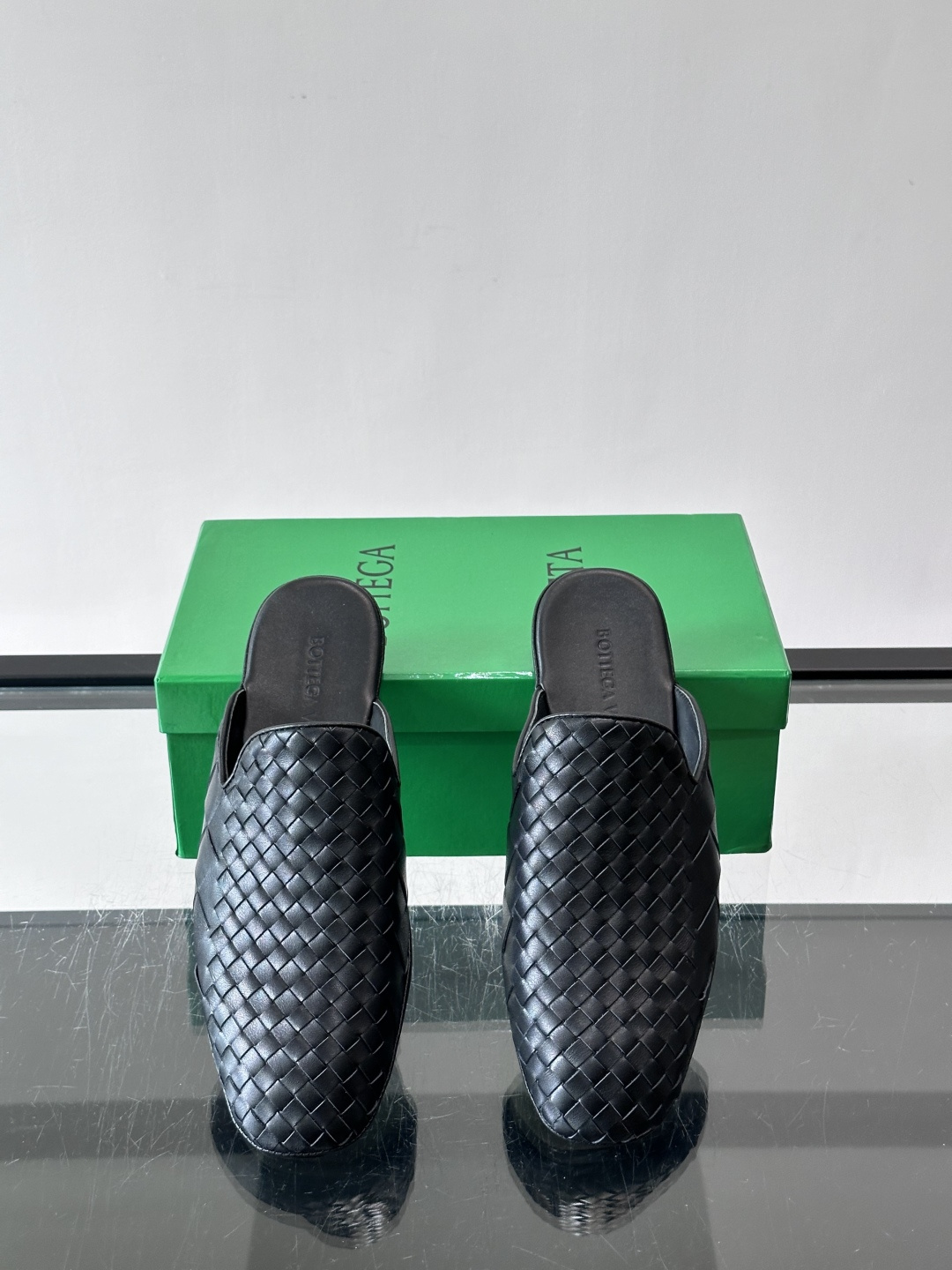 Bottega Veneta Black Woven Mules