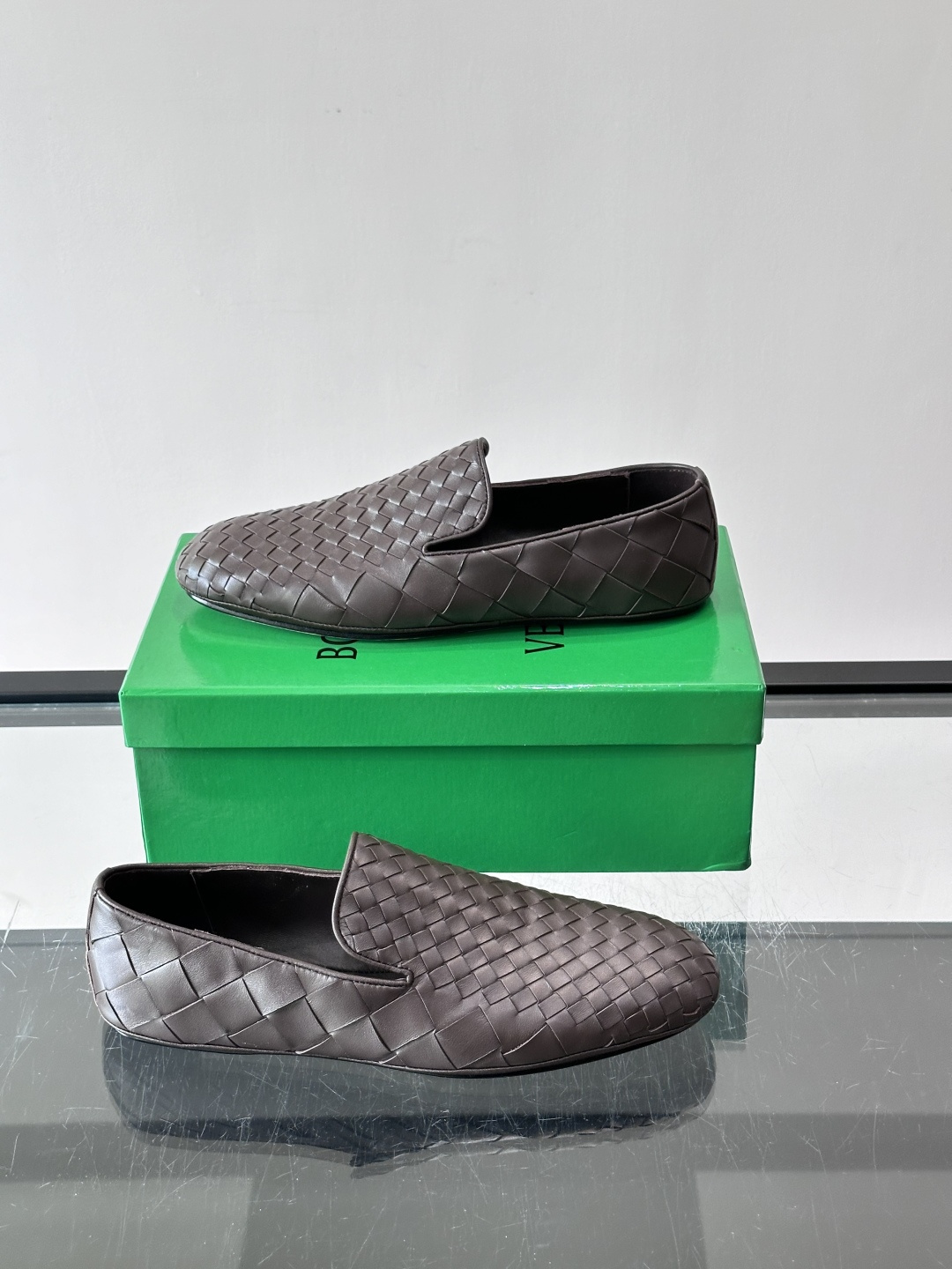 Bottega Veneta Dark Brown Woven Loafers