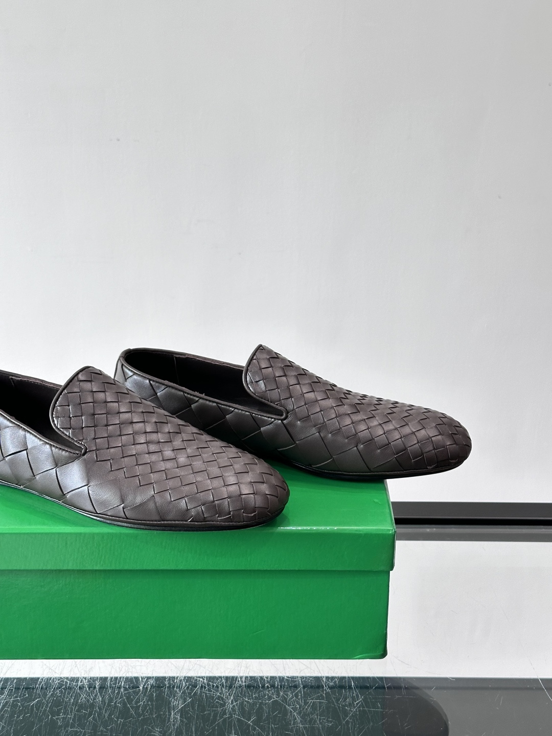 Bottega Veneta Dark Brown Woven Loafers