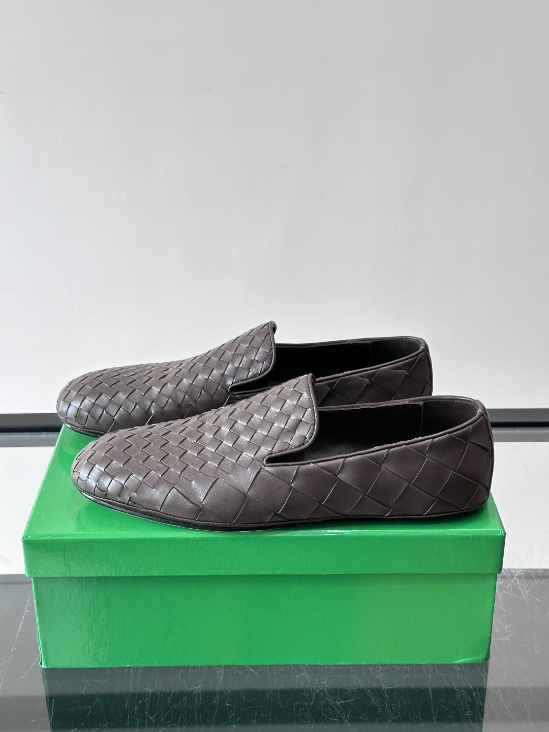 Bottega Veneta Dark Brown Woven Loafers