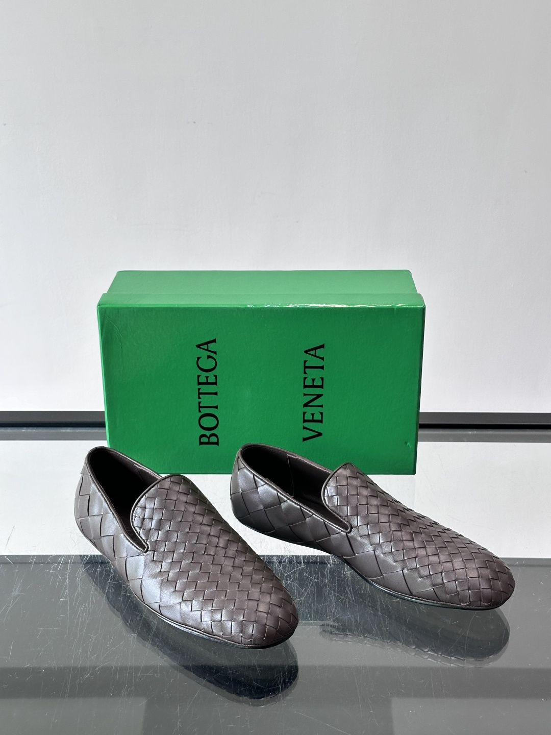 Bottega Veneta Dark Brown Woven Loafers