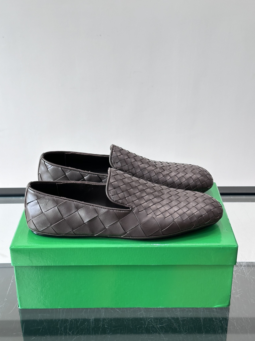 Bottega Veneta Dark Brown Woven Loafers