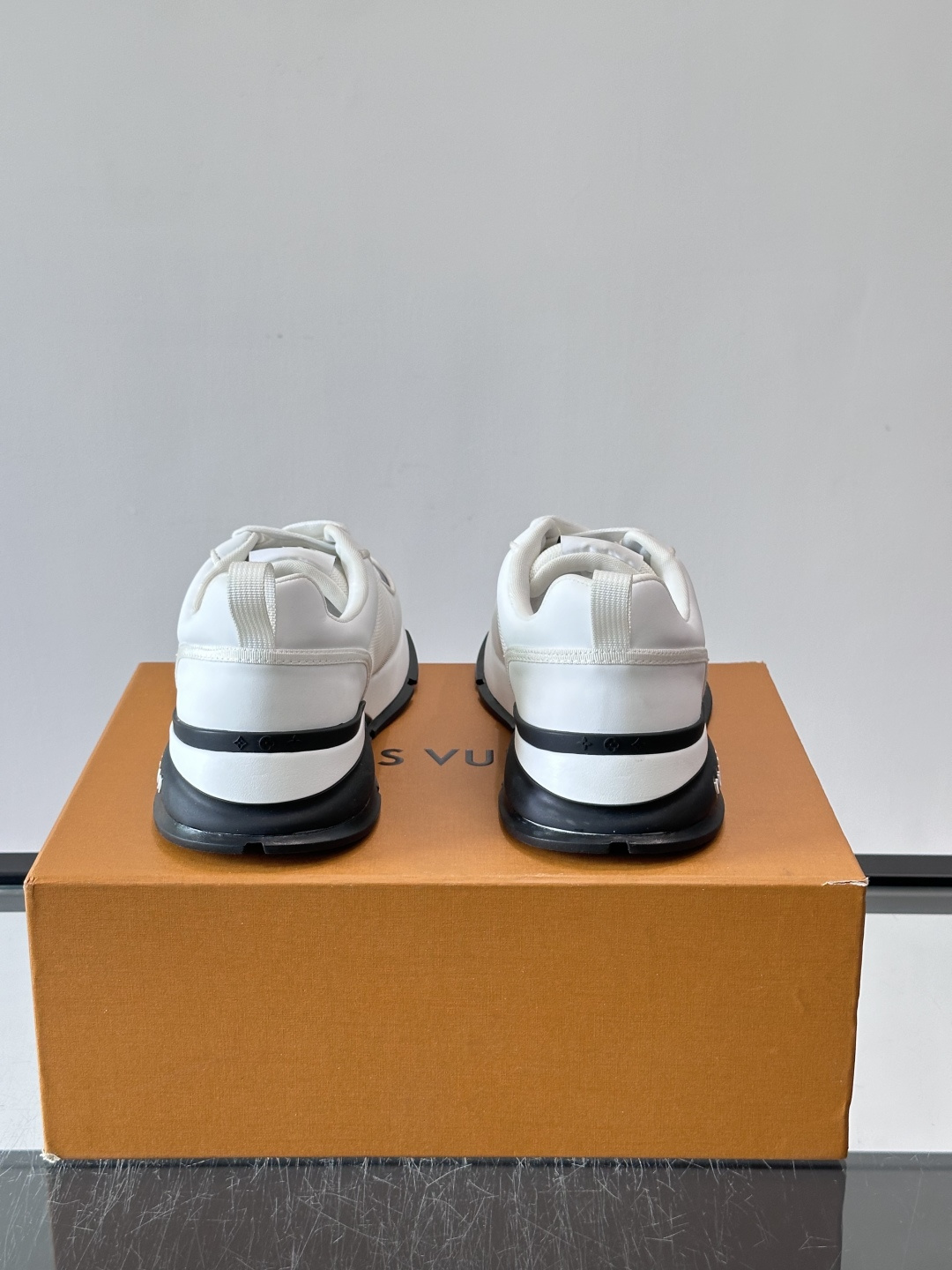 LV White Mesh Panel Platform Sneakers