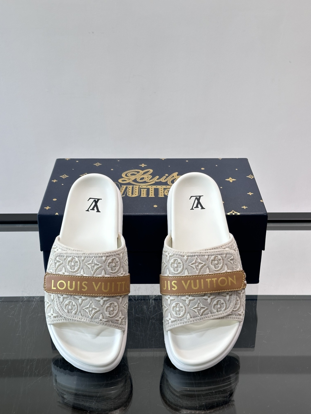 LV Monogram Canvas Strap Slide Sandals