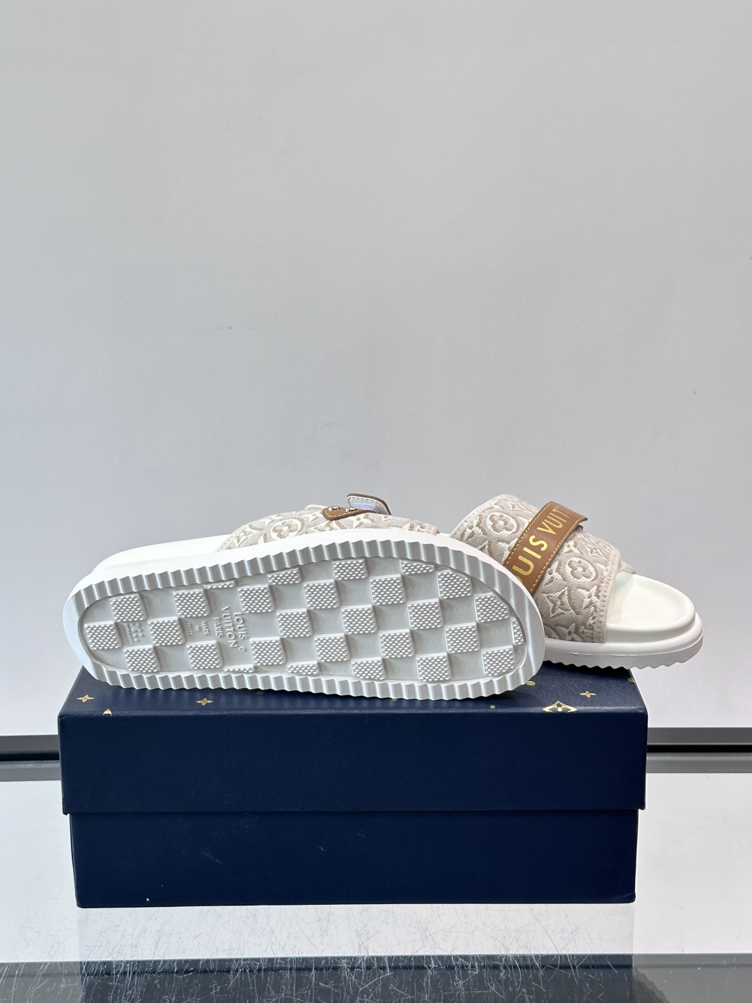 LV Monogram Canvas Strap Slide Sandals