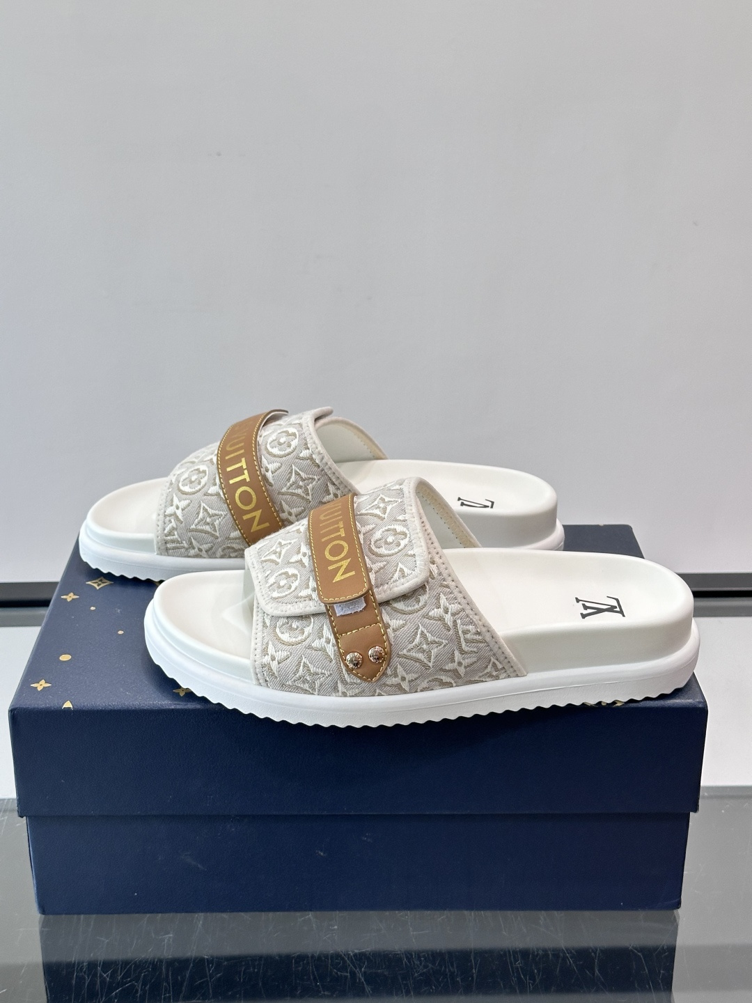 LV Monogram Canvas Strap Slide Sandals