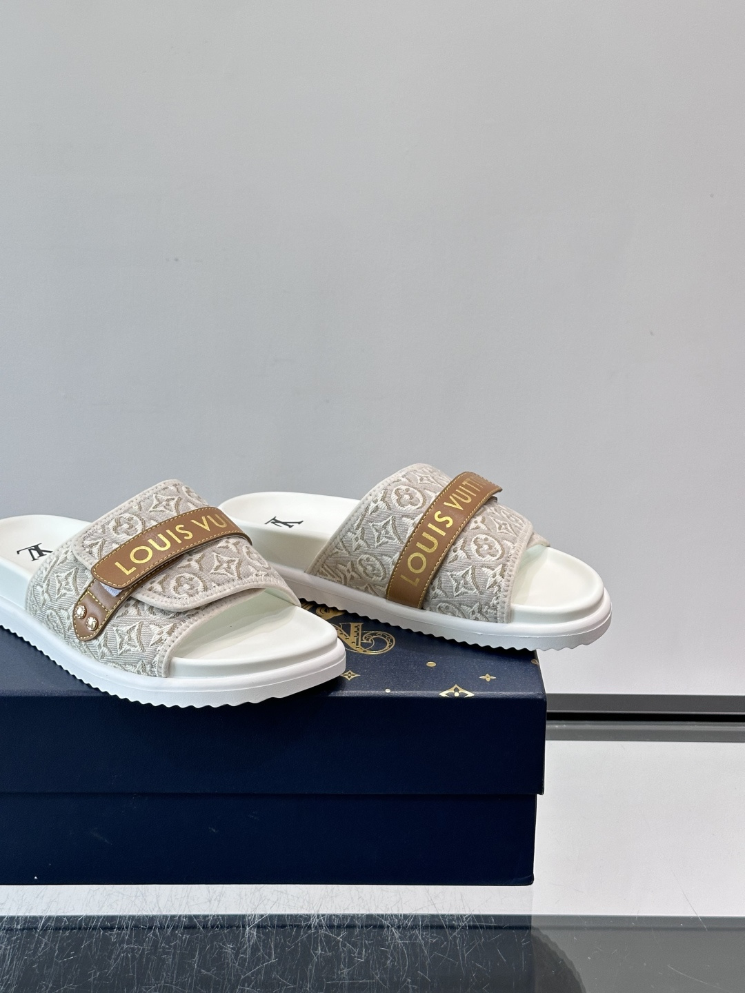 LV Monogram Canvas Strap Slide Sandals