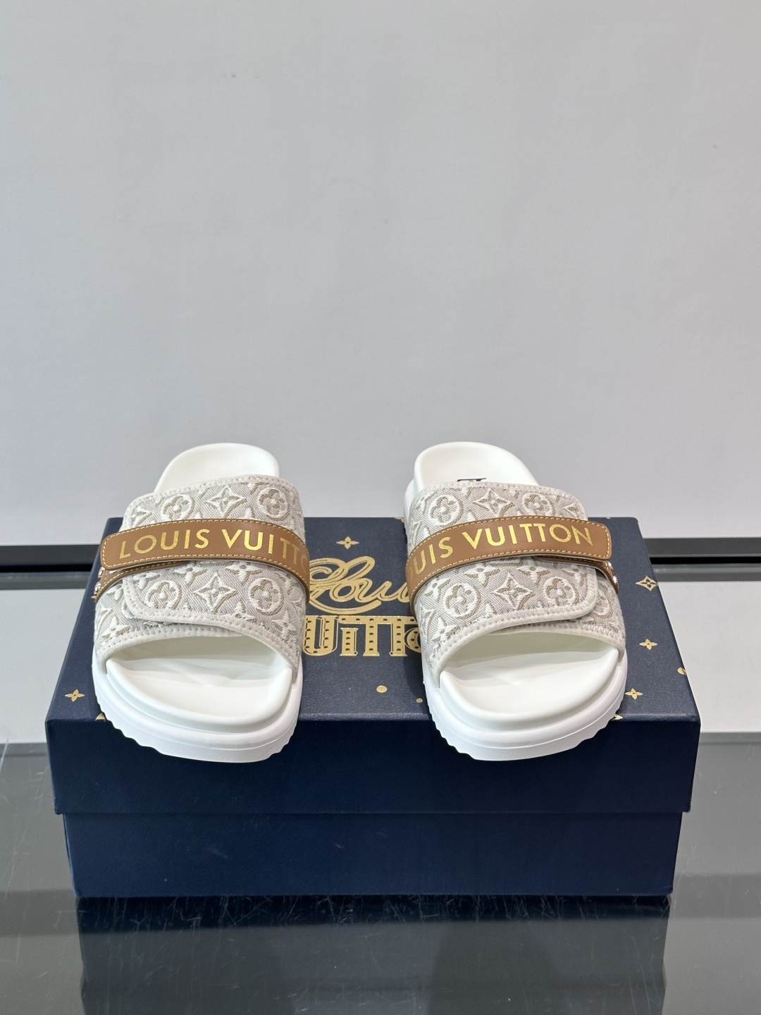 LV Monogram Canvas Strap Slide Sandals