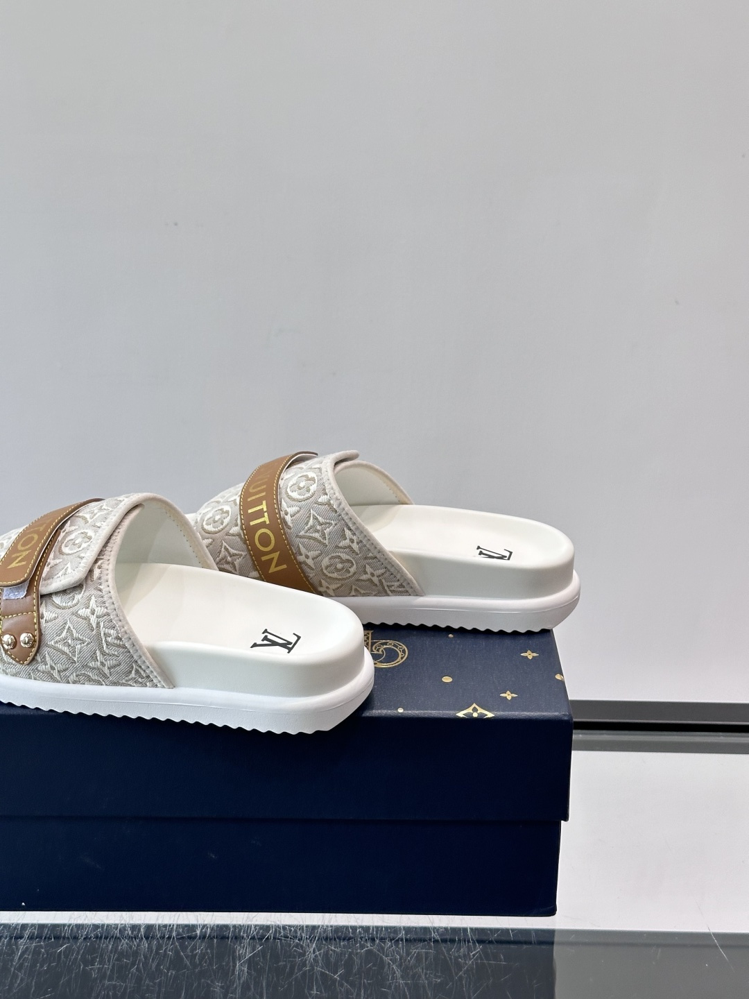 LV Monogram Canvas Strap Slide Sandals