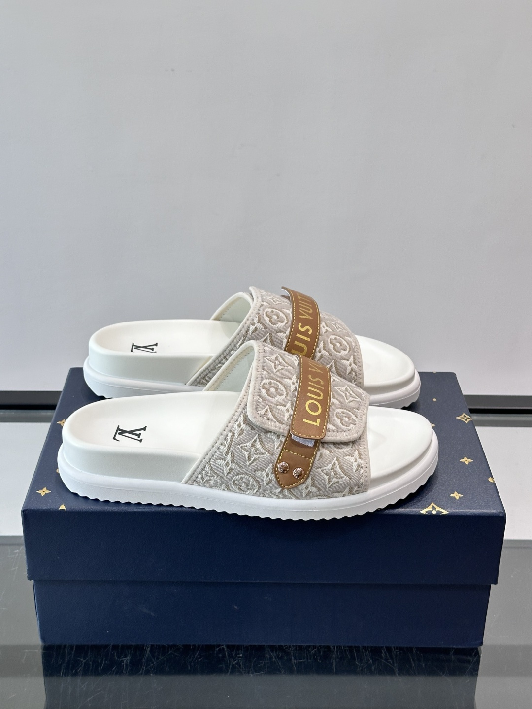 LV Monogram Canvas Strap Slide Sandals