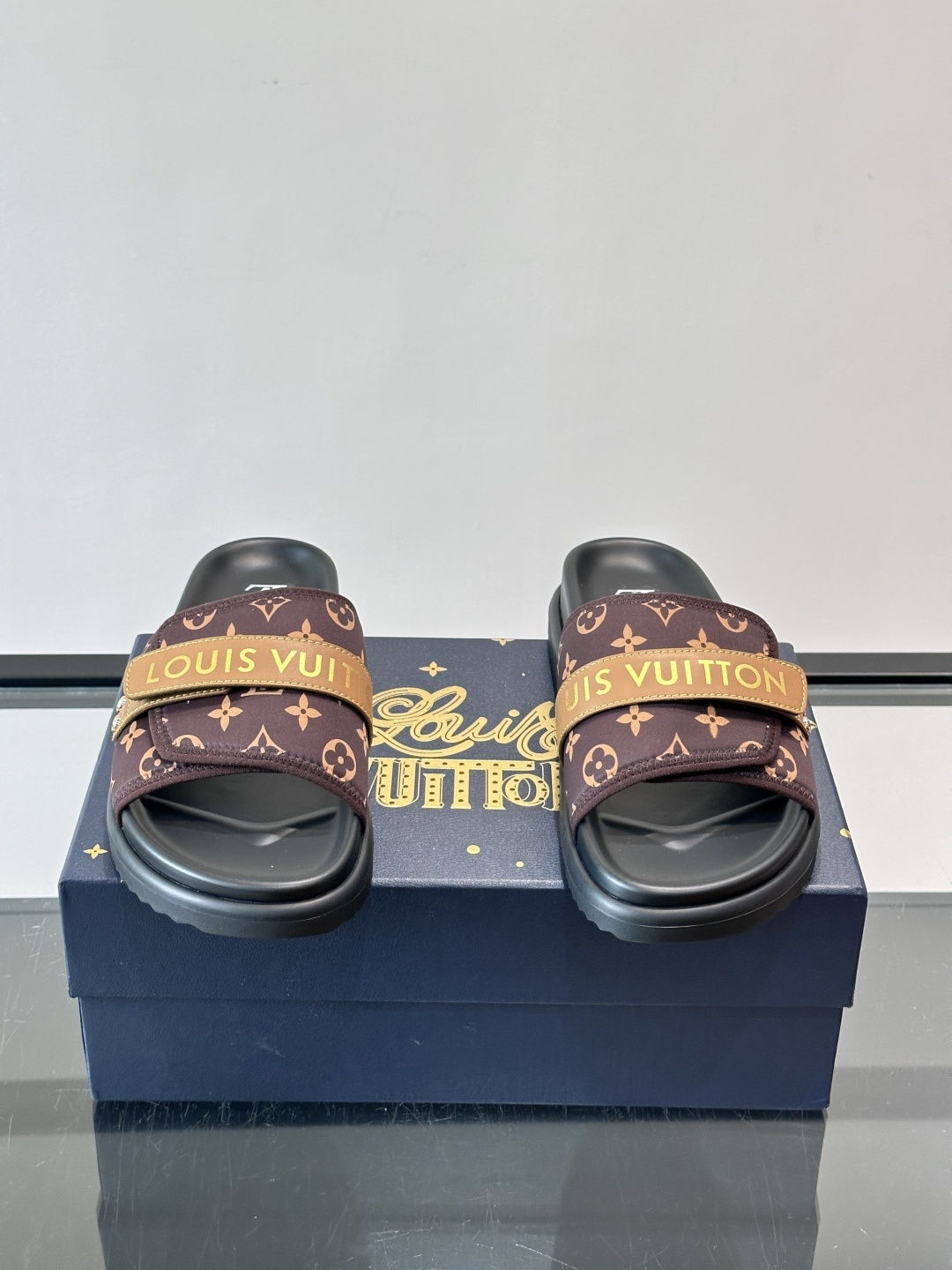 LV Monogram Canvas Strap Slide Sandals
