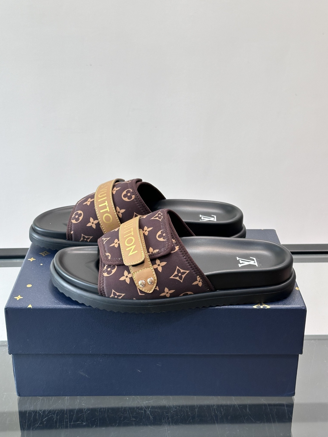 LV Monogram Canvas Strap Slide Sandals