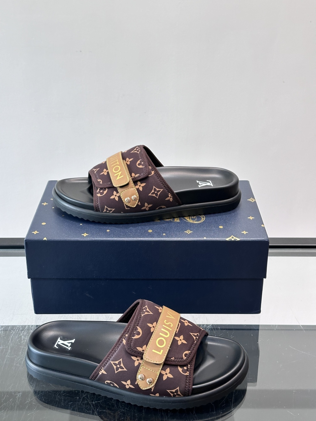 LV Monogram Canvas Strap Slide Sandals