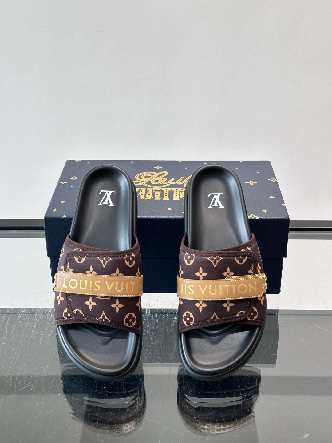 LV Monogram Canvas Strap Slide Sandals