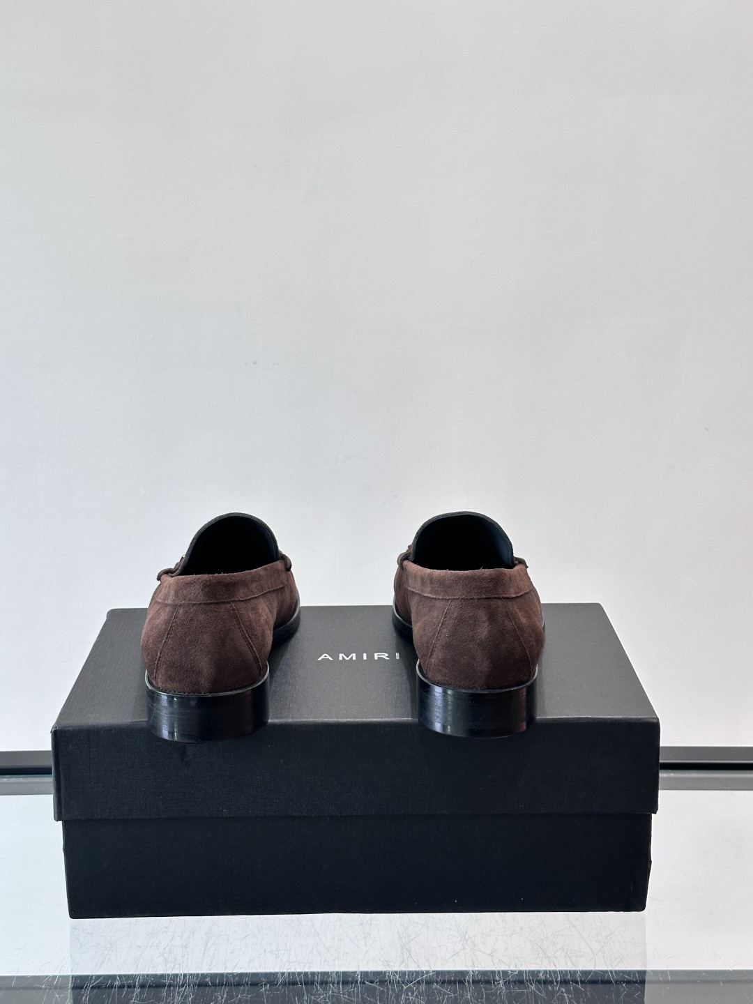 AMIRI MA Chain Gold Logo Brown Suede Loafers