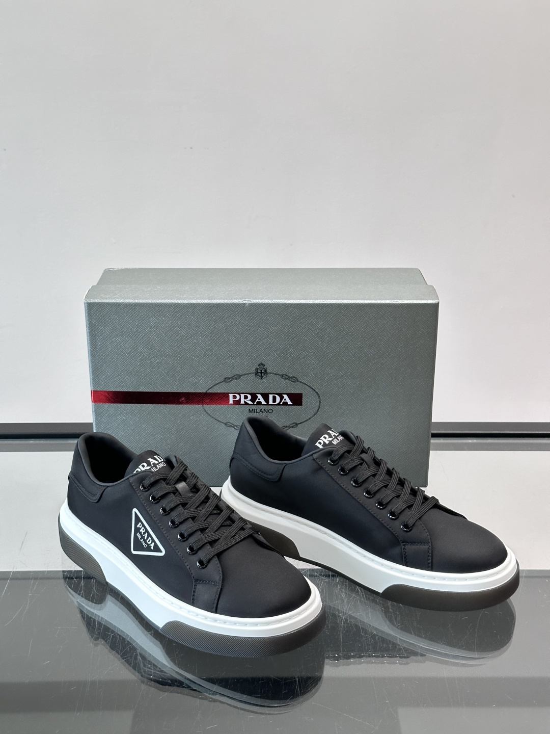 Prada Triangle Logo Nylon Platform Casual Shoes