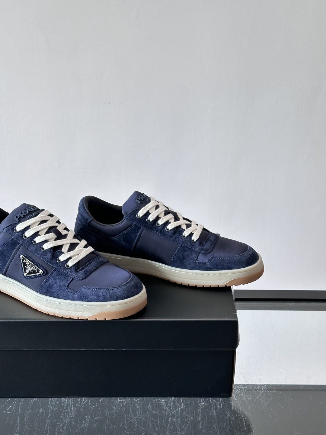 Prada Navy Triangle Logo Casual Sneakers