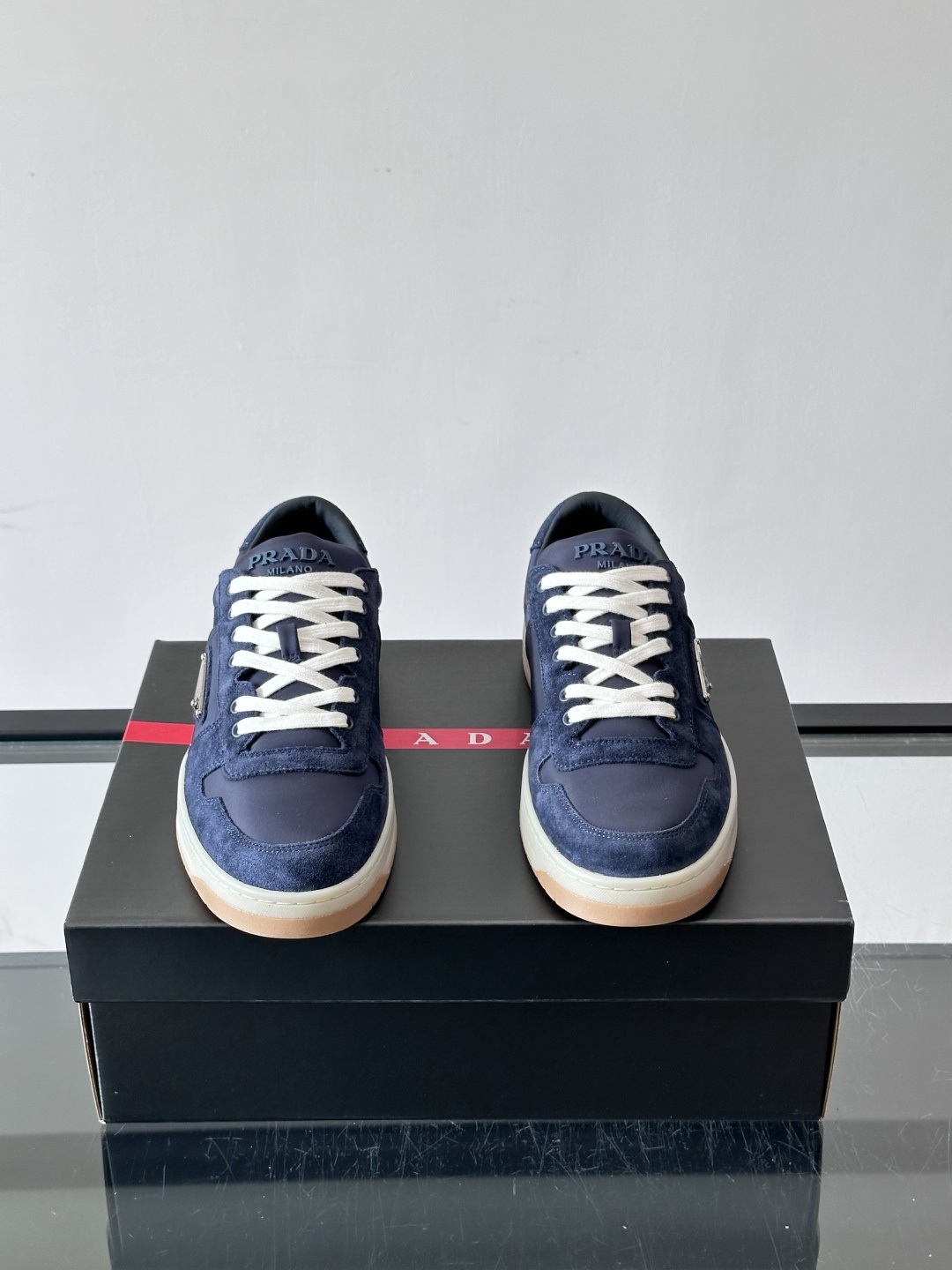 Prada Navy Triangle Logo Casual Sneakers
