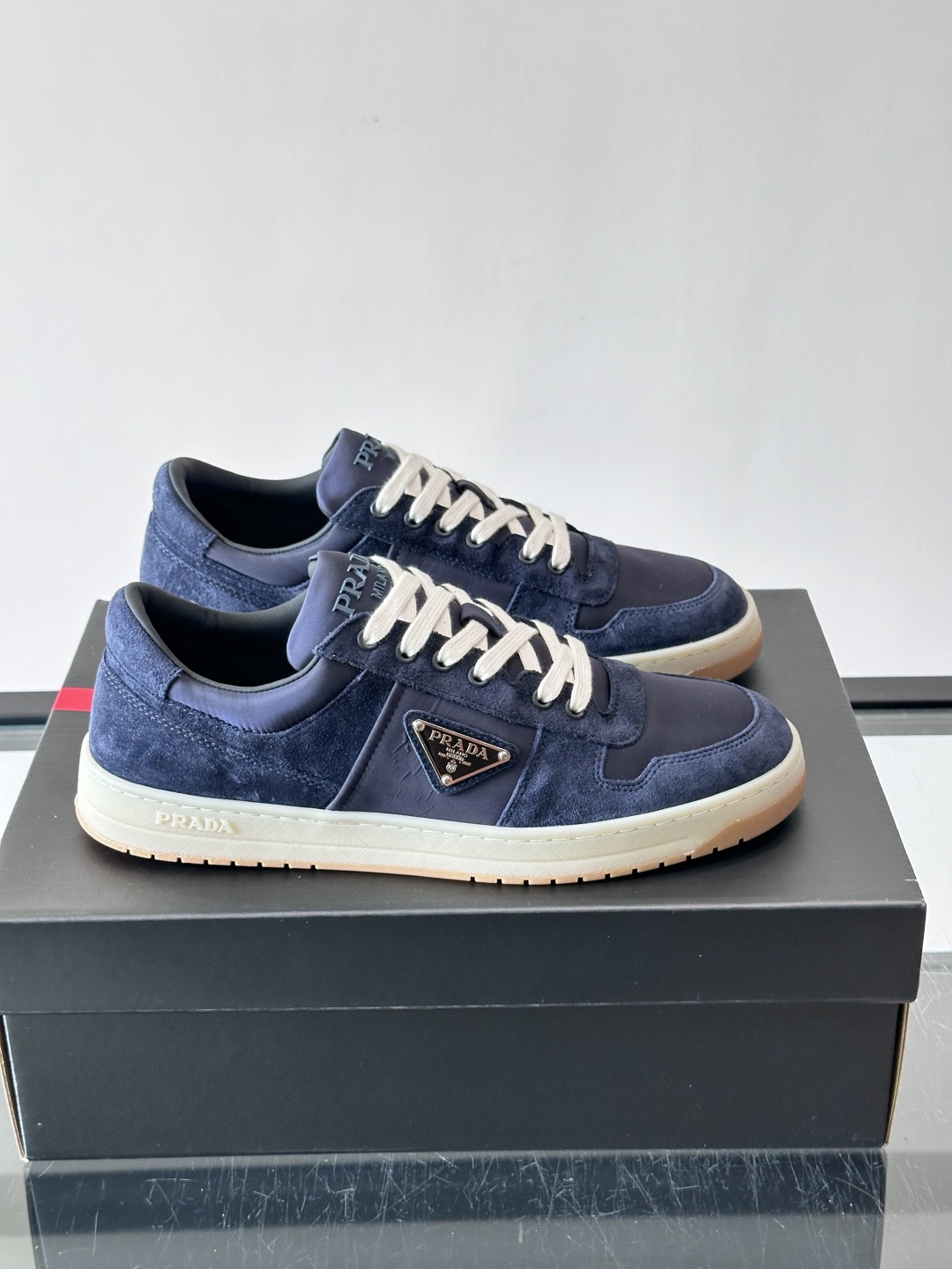 Prada Navy Triangle Logo Casual Sneakers