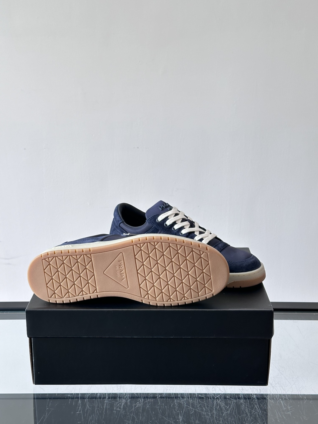 Prada Navy Triangle Logo Casual Sneakers
