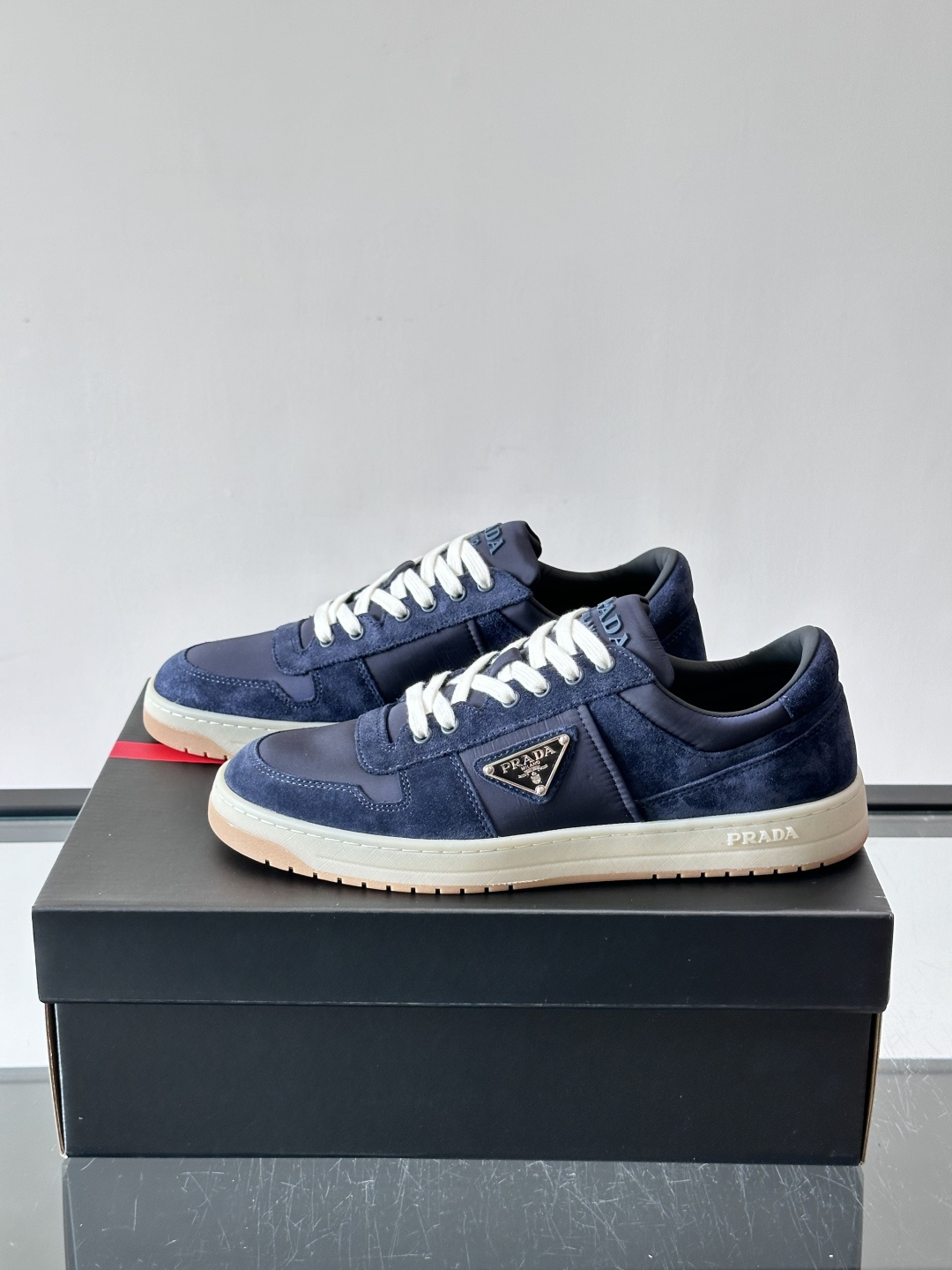 Prada Navy Triangle Logo Casual Sneakers
