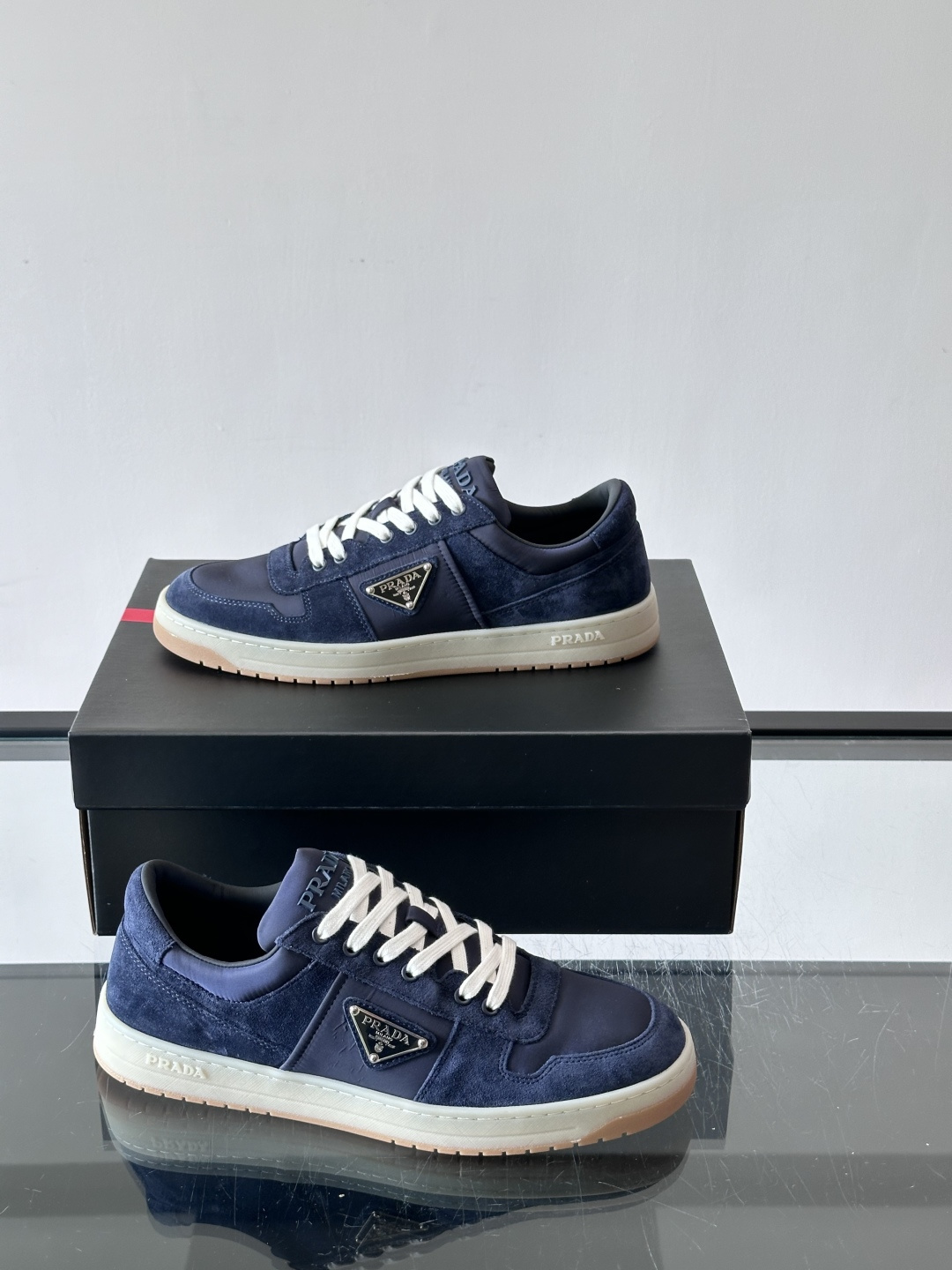 Prada Navy Triangle Logo Casual Sneakers