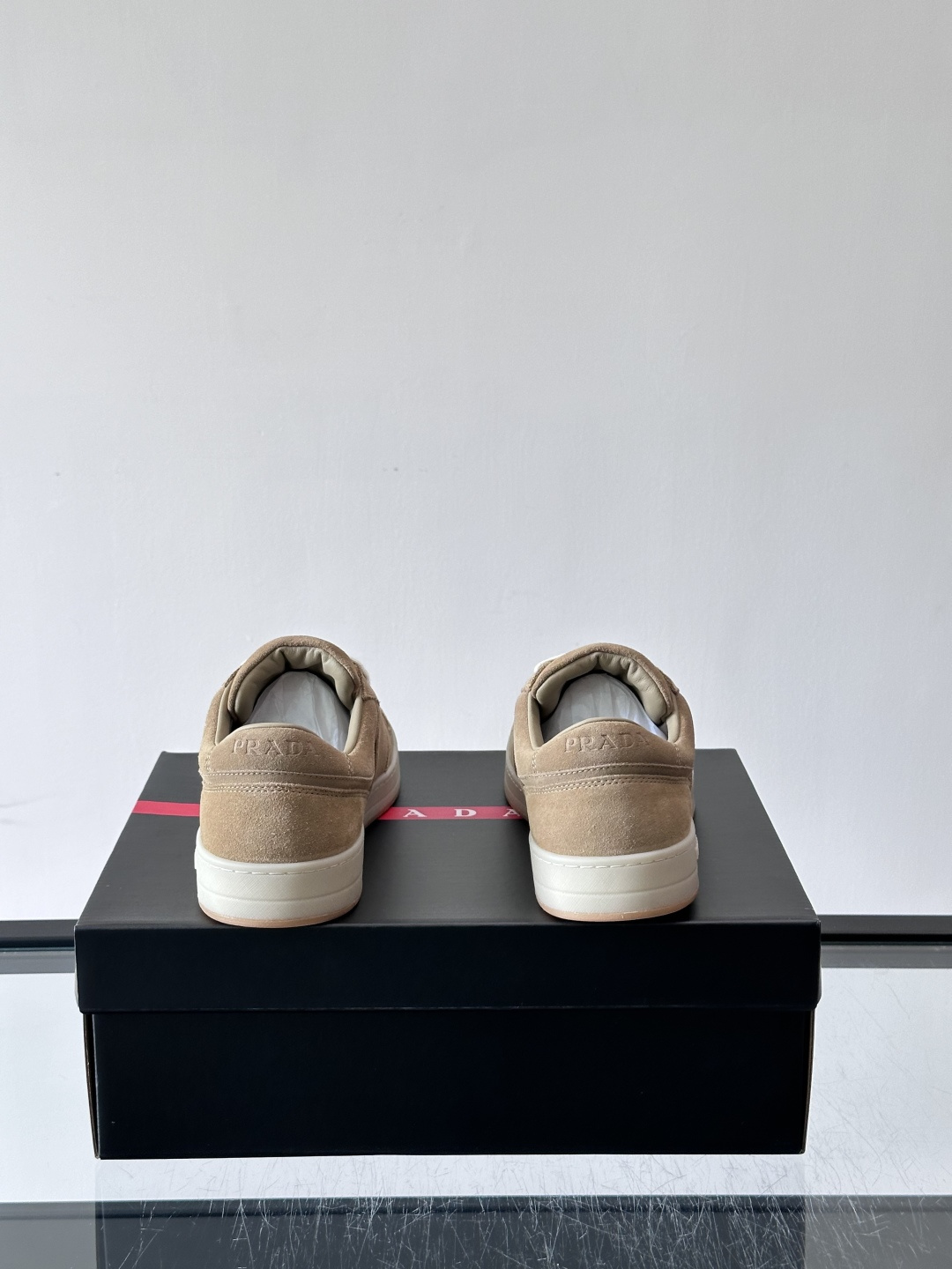 Prada Beige Suede Casual Skate Shoes