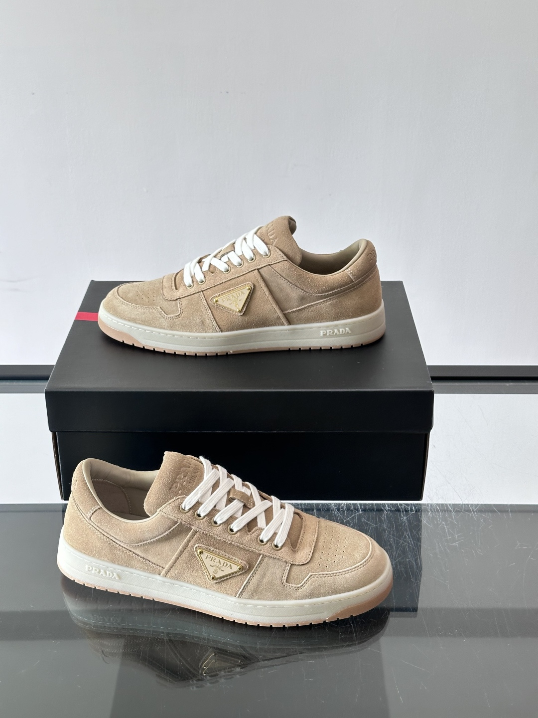 Prada Beige Suede Casual Skate Shoes