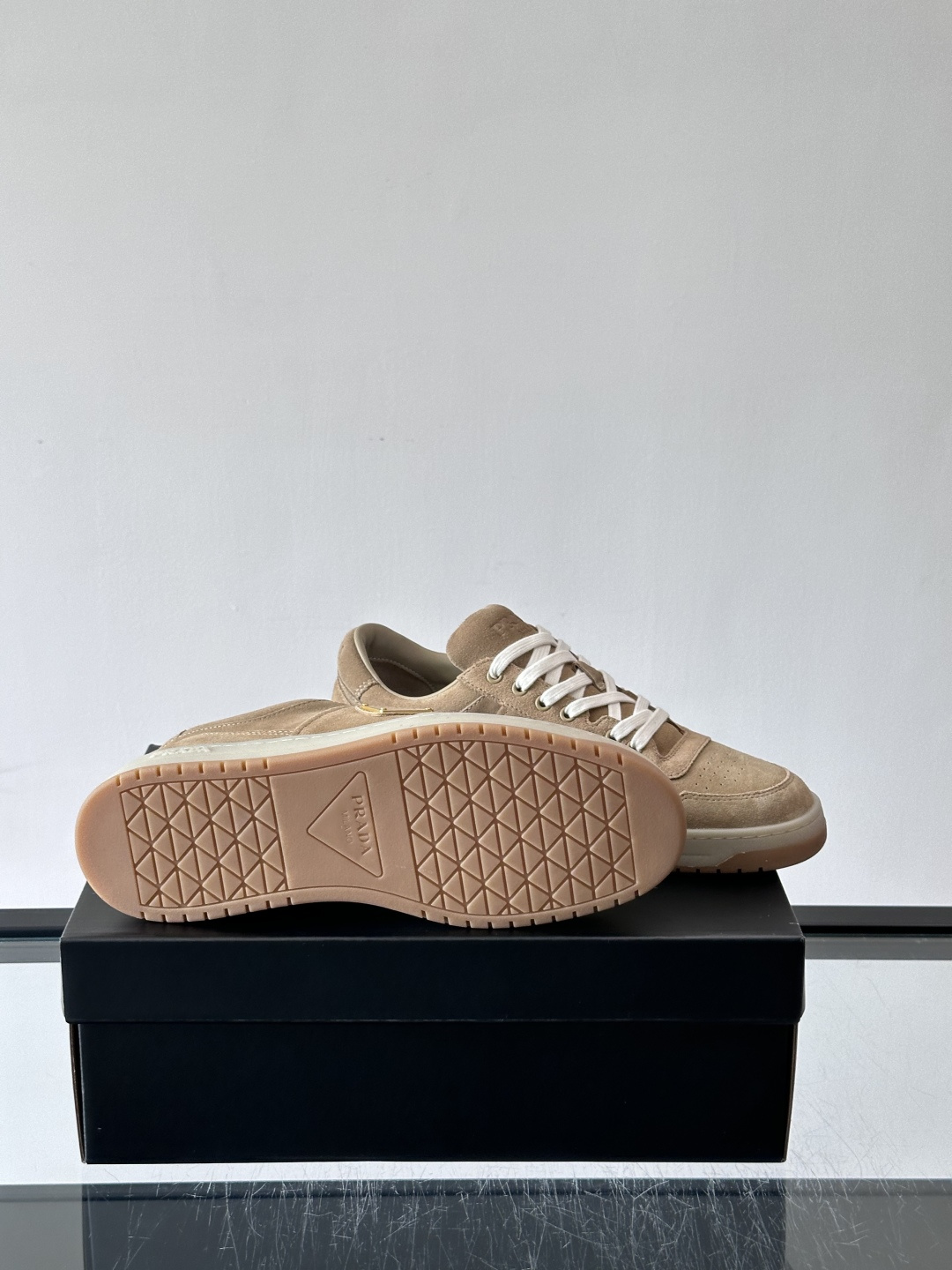 Prada Beige Suede Casual Skate Shoes