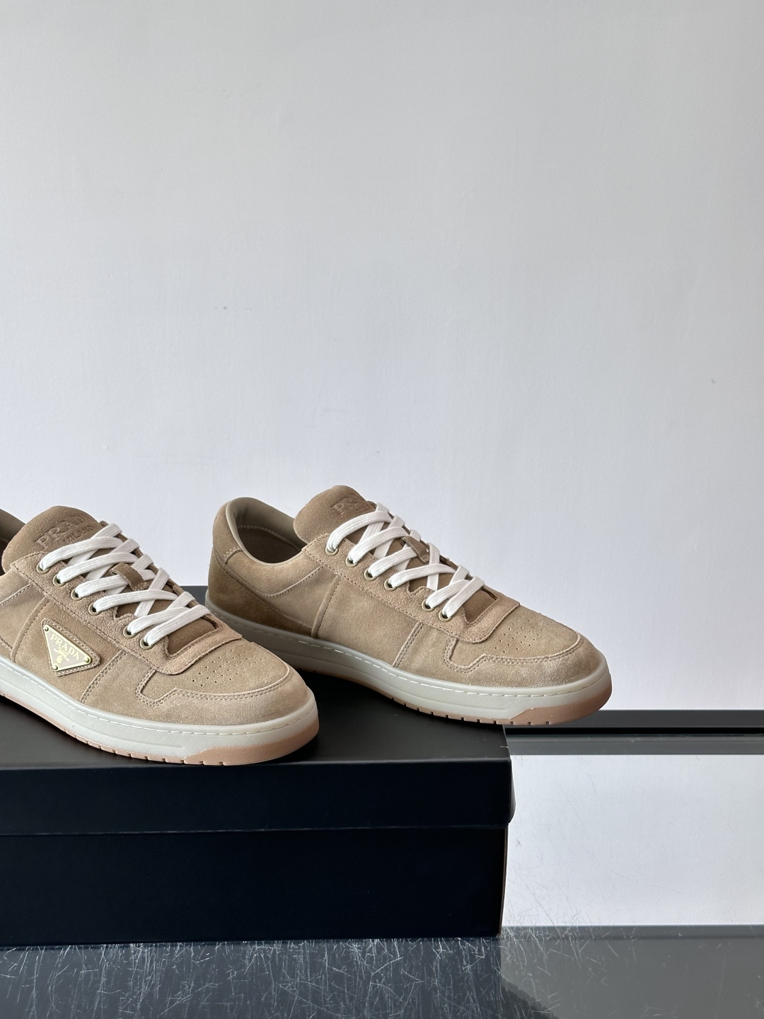 Prada Beige Suede Casual Skate Shoes