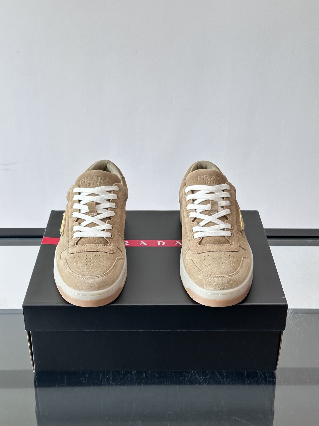 Prada Beige Suede Casual Skate Shoes