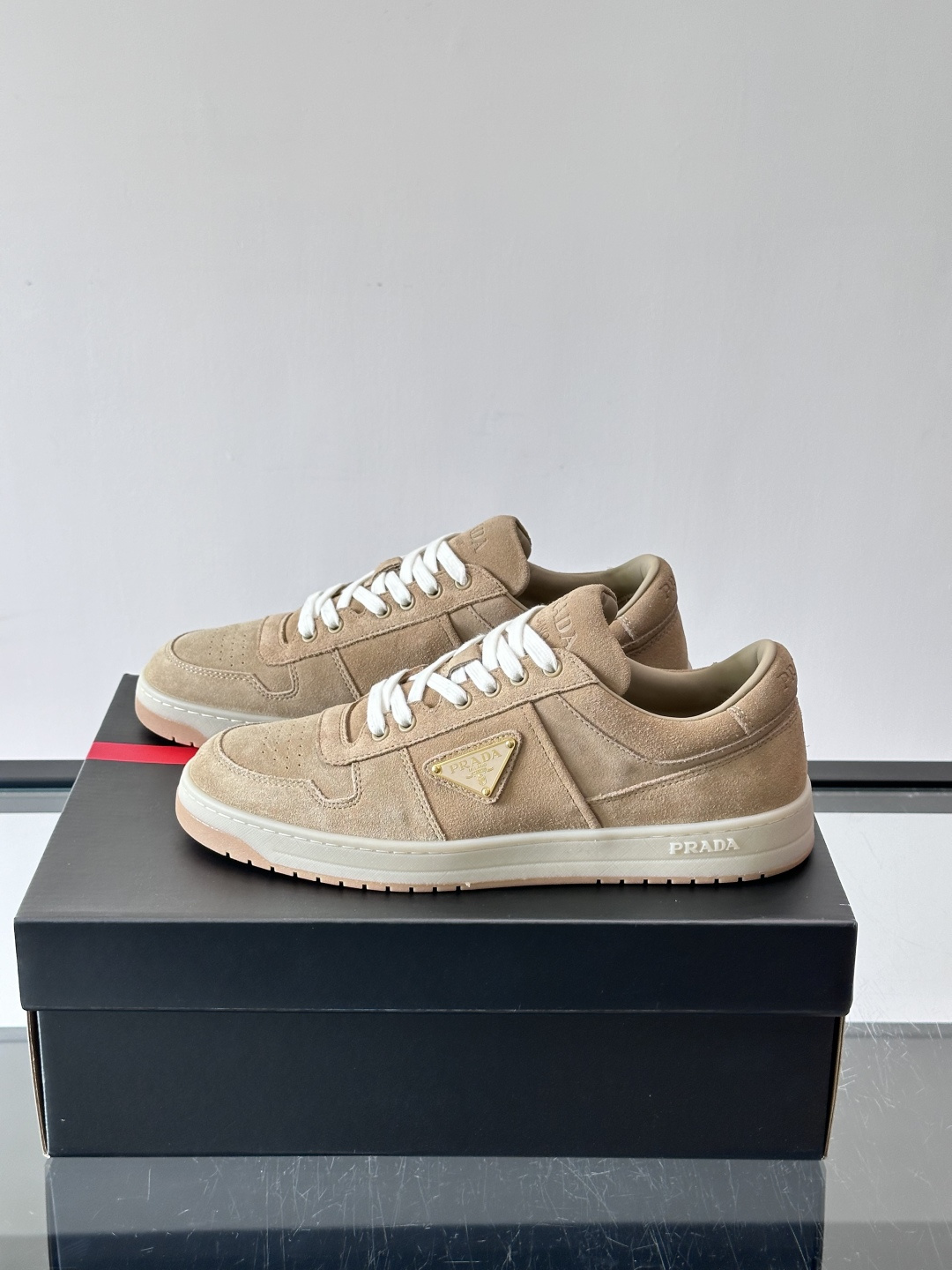 Prada Beige Suede Casual Skate Shoes