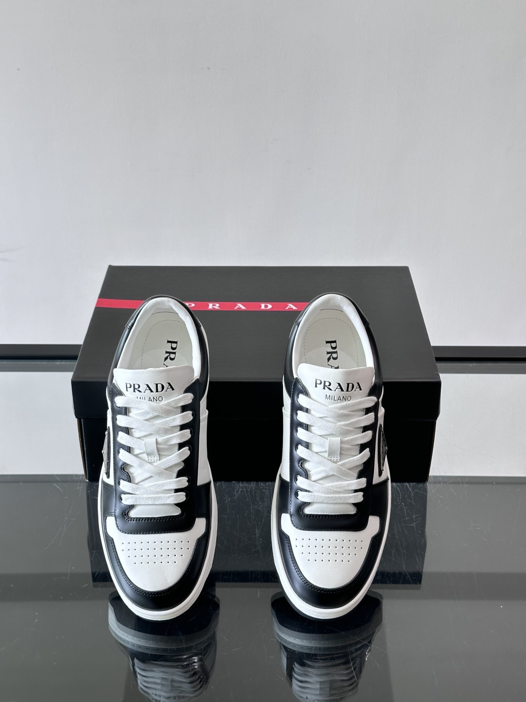Prada Two-Tone Leather Skate Sneakers