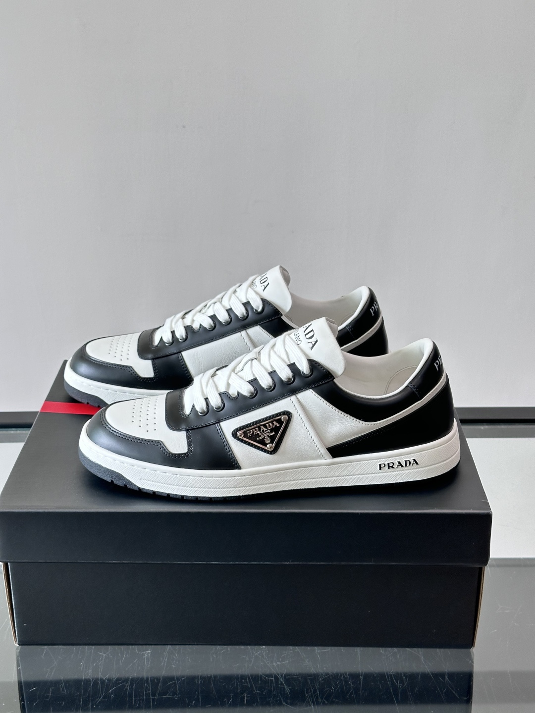 Prada Two-Tone Leather Skate Sneakers