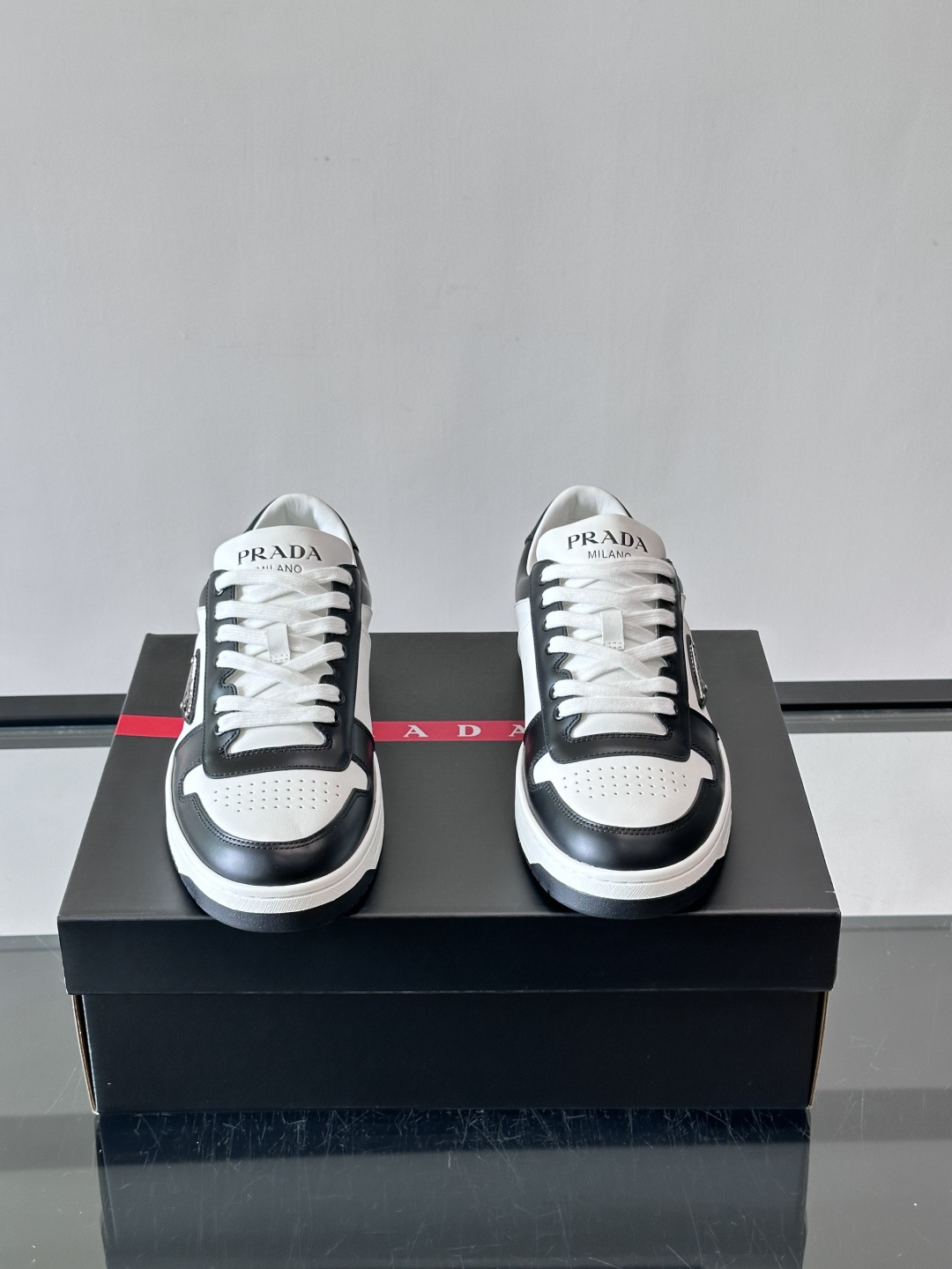 Prada Two-Tone Leather Skate Sneakers