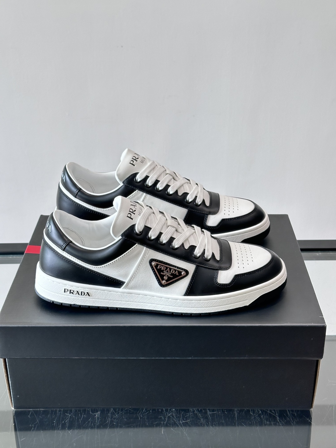 Prada Two-Tone Leather Skate Sneakers