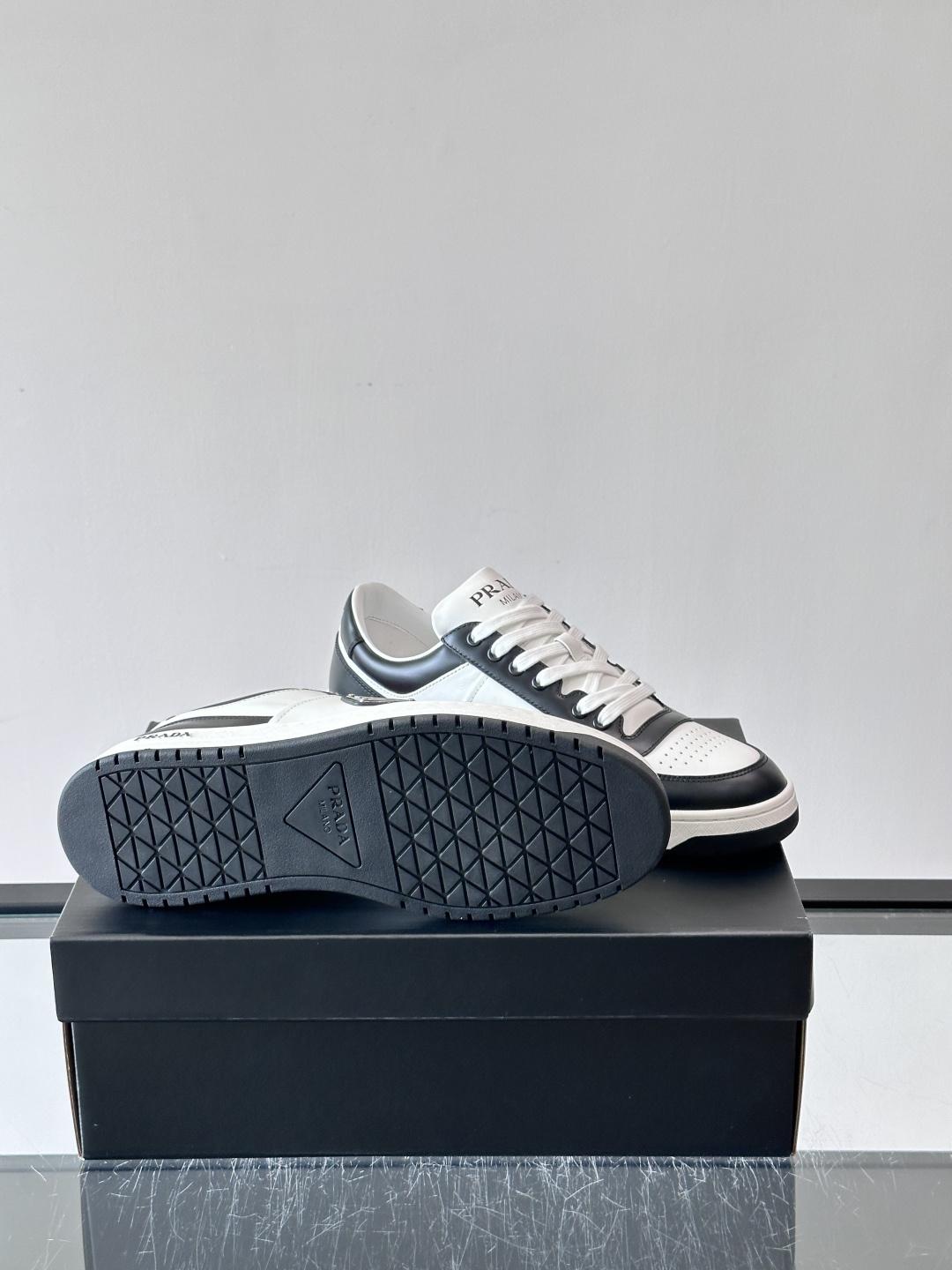 Prada Two-Tone Leather Skate Sneakers