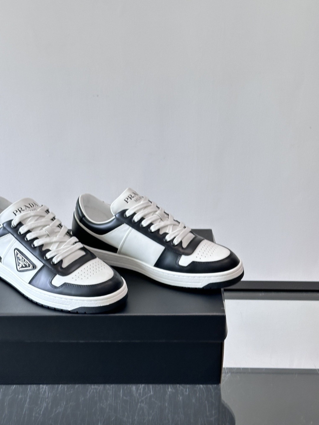 Prada Two-Tone Leather Skate Sneakers