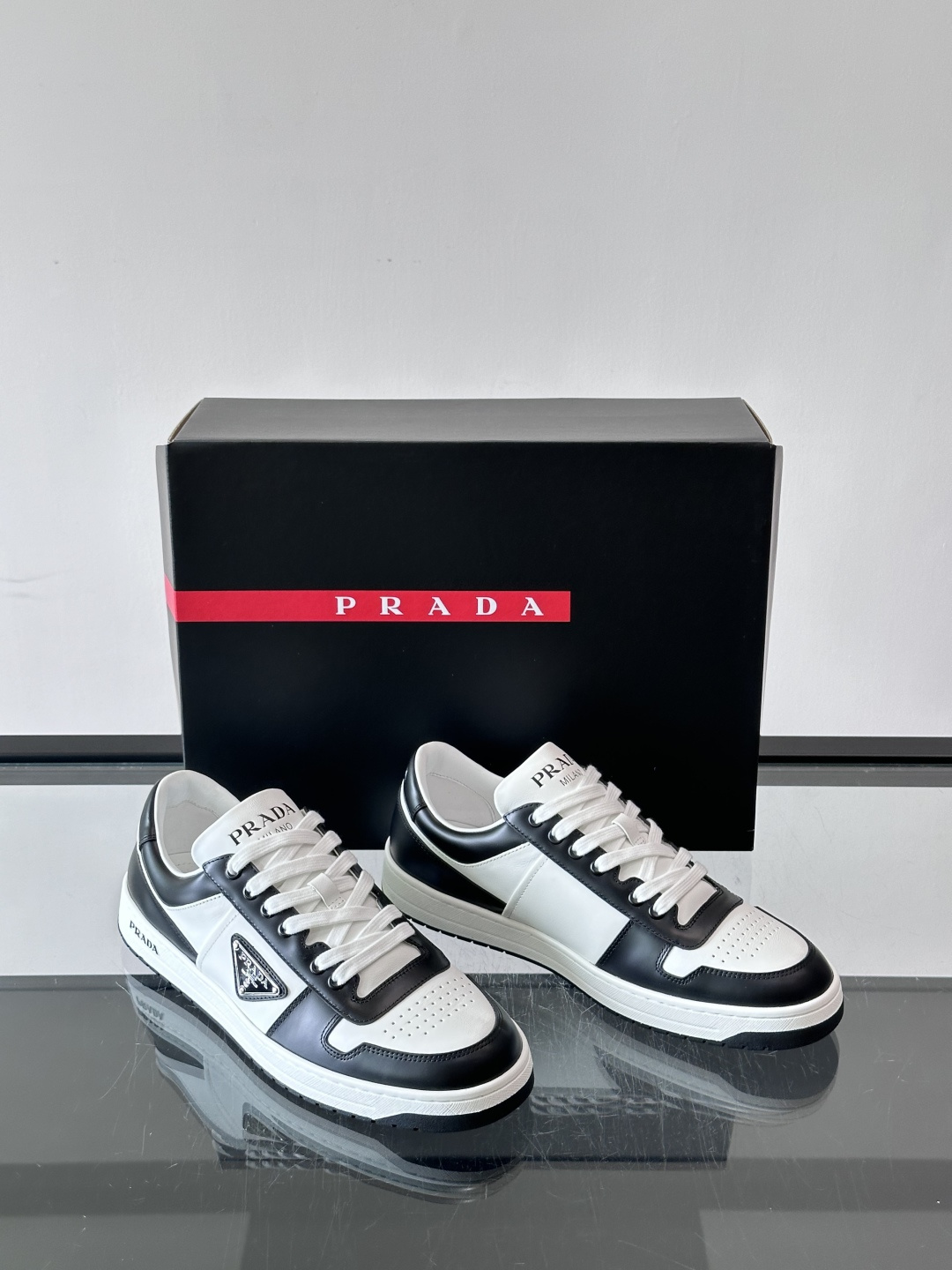 Prada Two-Tone Leather Skate Sneakers