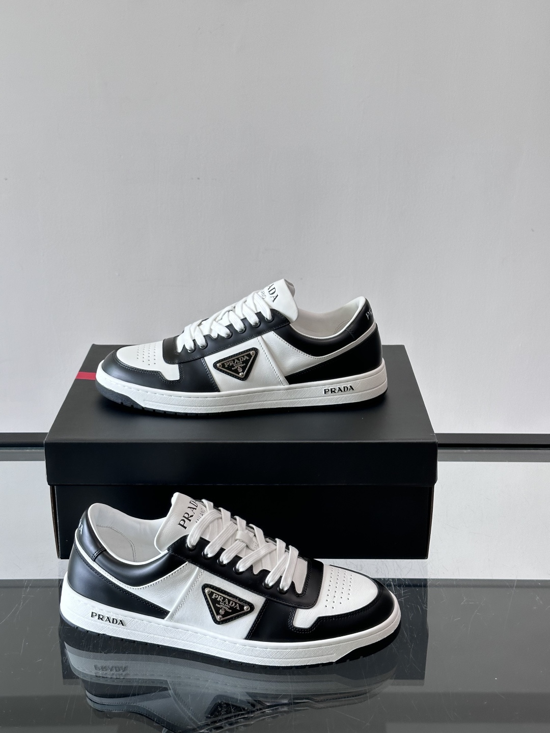 Prada Two-Tone Leather Skate Sneakers