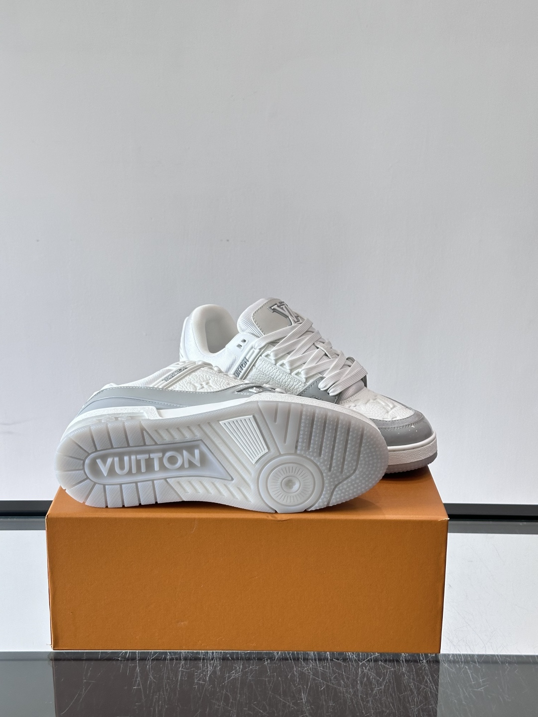 LV Trainer Grey White Skate Sneakers
