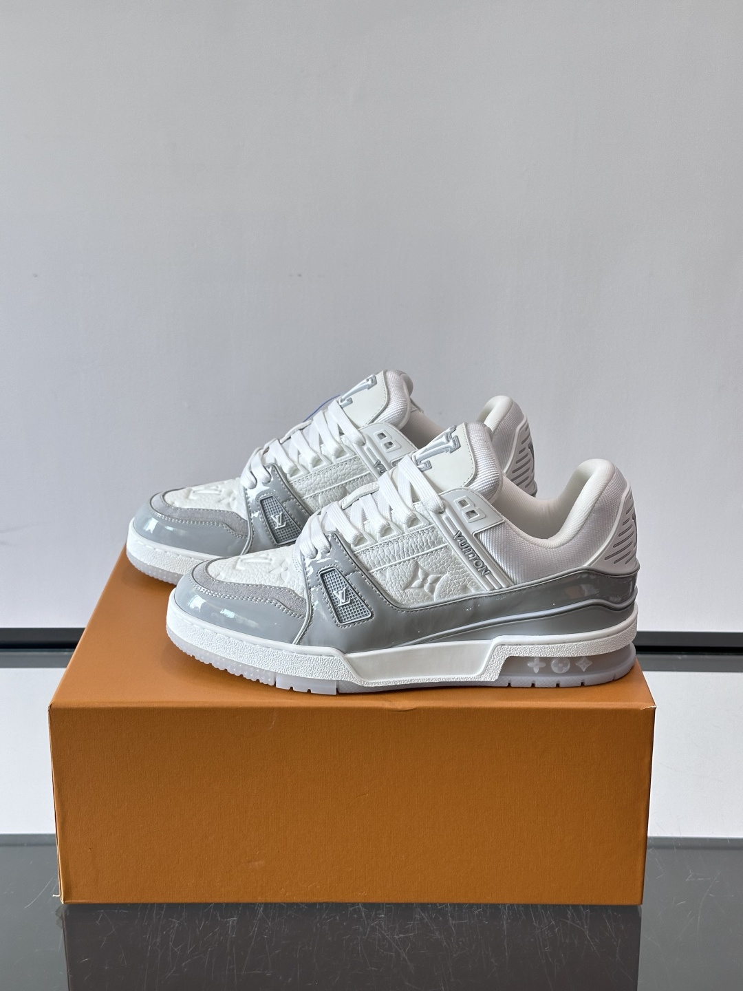 LV Trainer Grey White Skate Sneakers