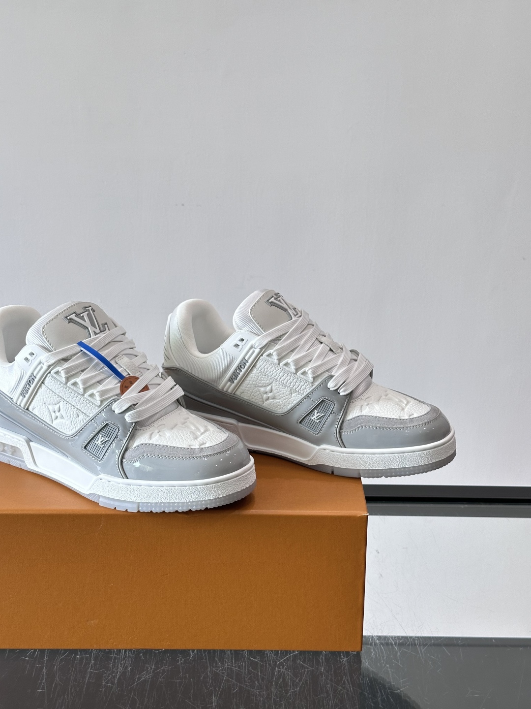 LV Trainer Grey White Skate Sneakers